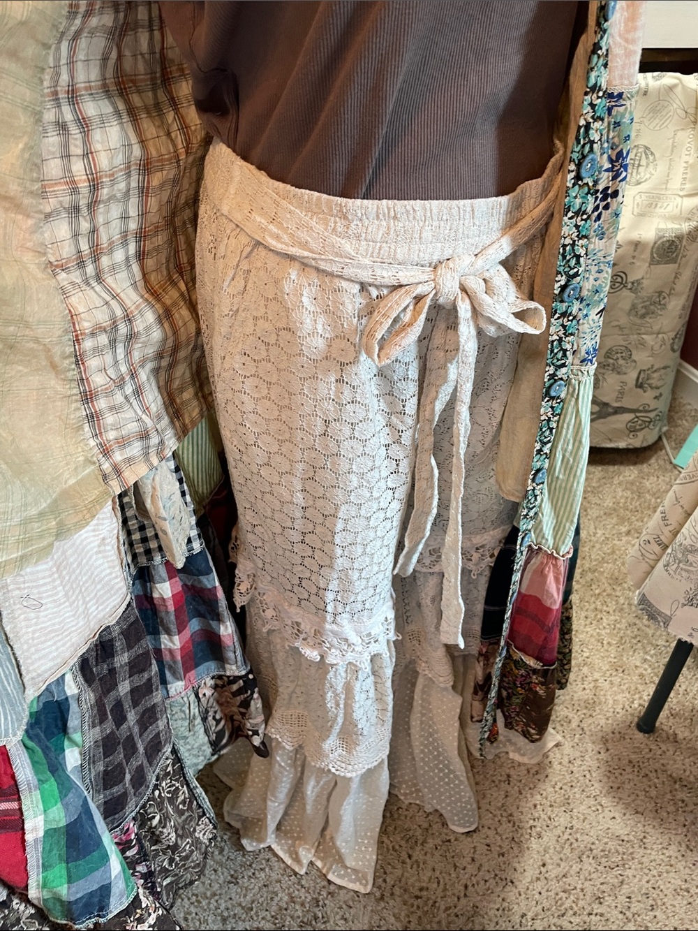 Boho Patchwork Hooded Long Duster /Dress - Multicolor Young Threads - Picture 15 of 17